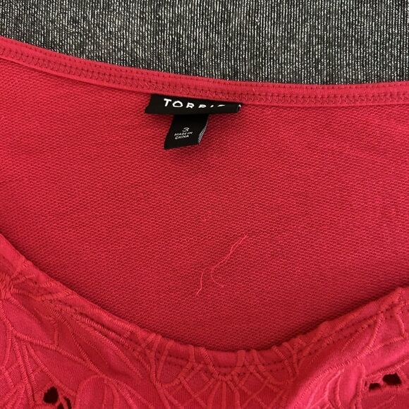 Torrid Red French Terry Off Shoulder Sweatshirt Top Embroidered Holiday 3‎ (3X) - Picture 6 of 8